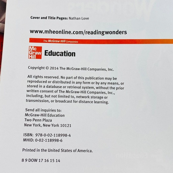 Reading Wonders Grade 3 Literature Anthology 2014 McGraw‎ Hill Hardcover - Picture 4 of 4